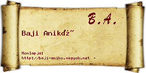 Baji Anikó névjegykártya