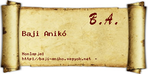 Baji Anikó névjegykártya
